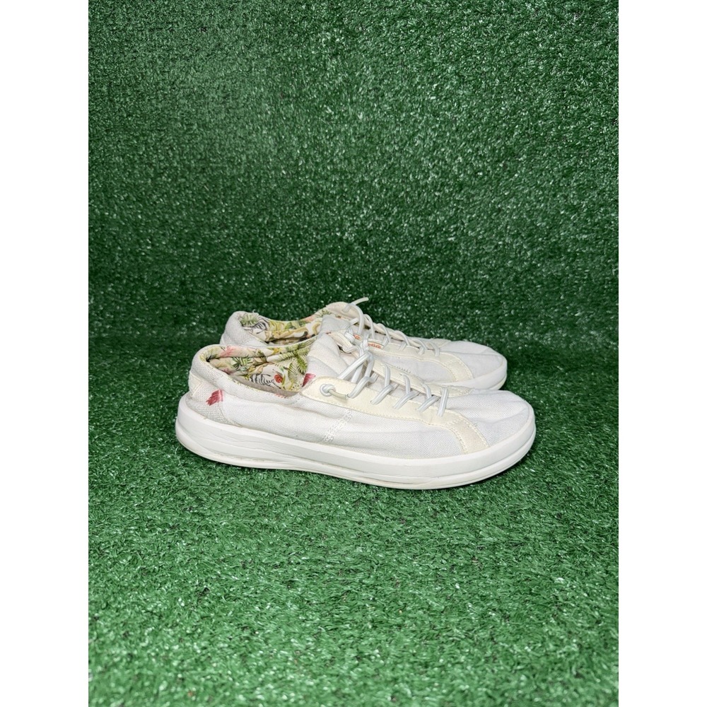 Hey Dude Womens Size 8 Karina Cream White Canvas Loafers Comfort Slip On Shoes